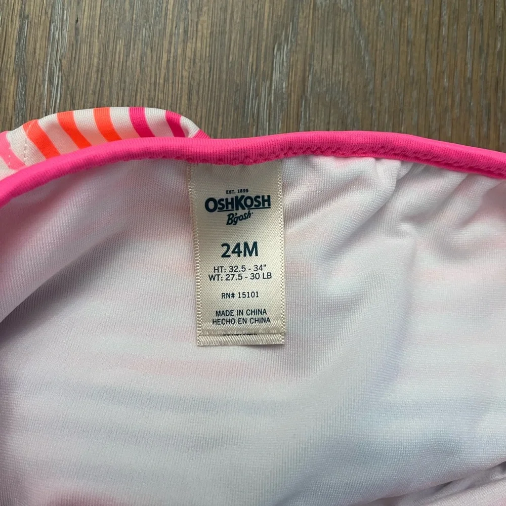 🆕Oshkosh baby girls two piece pastel‎ multicolor striped swim suit 24 mos NWT